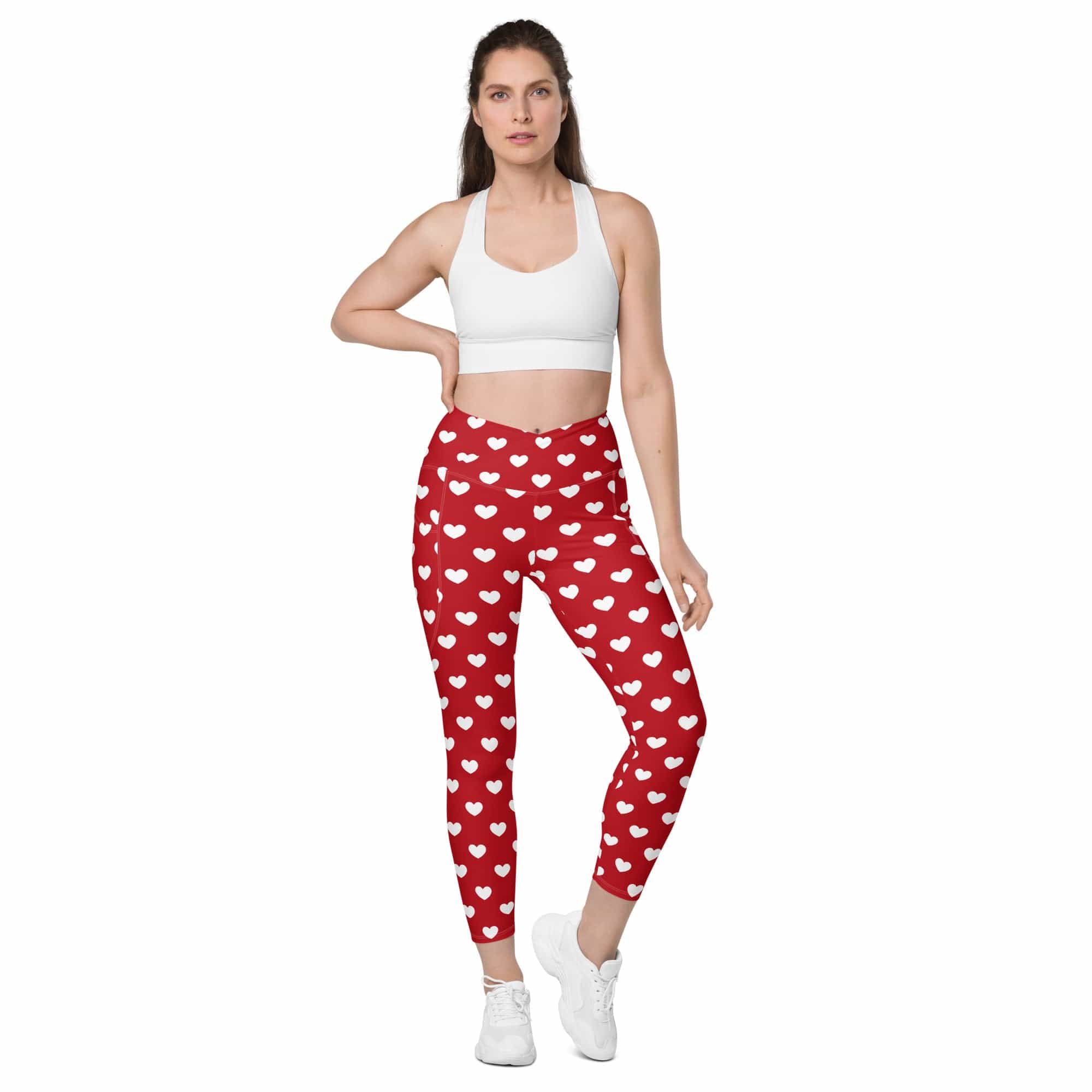 Cupid's Hearts Crossover Leggings With Pockets