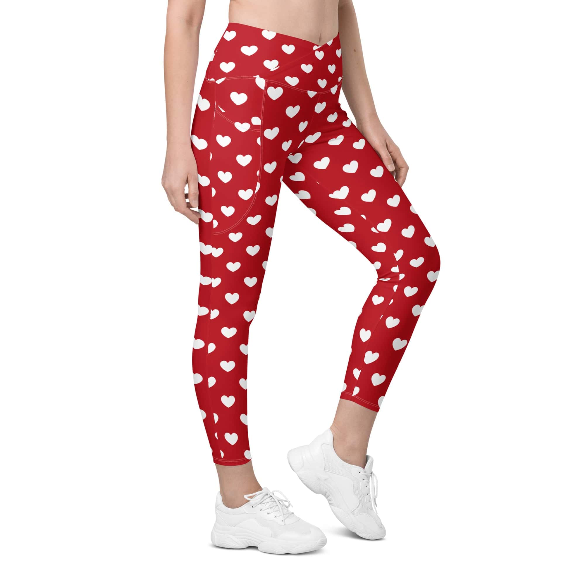 Cupid's Hearts Crossover Leggings With Pockets