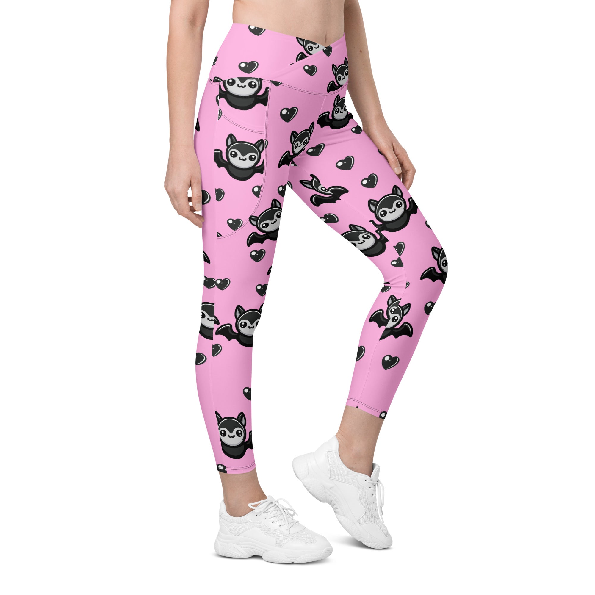 Cute Bats Crossover Leggings With Pockets