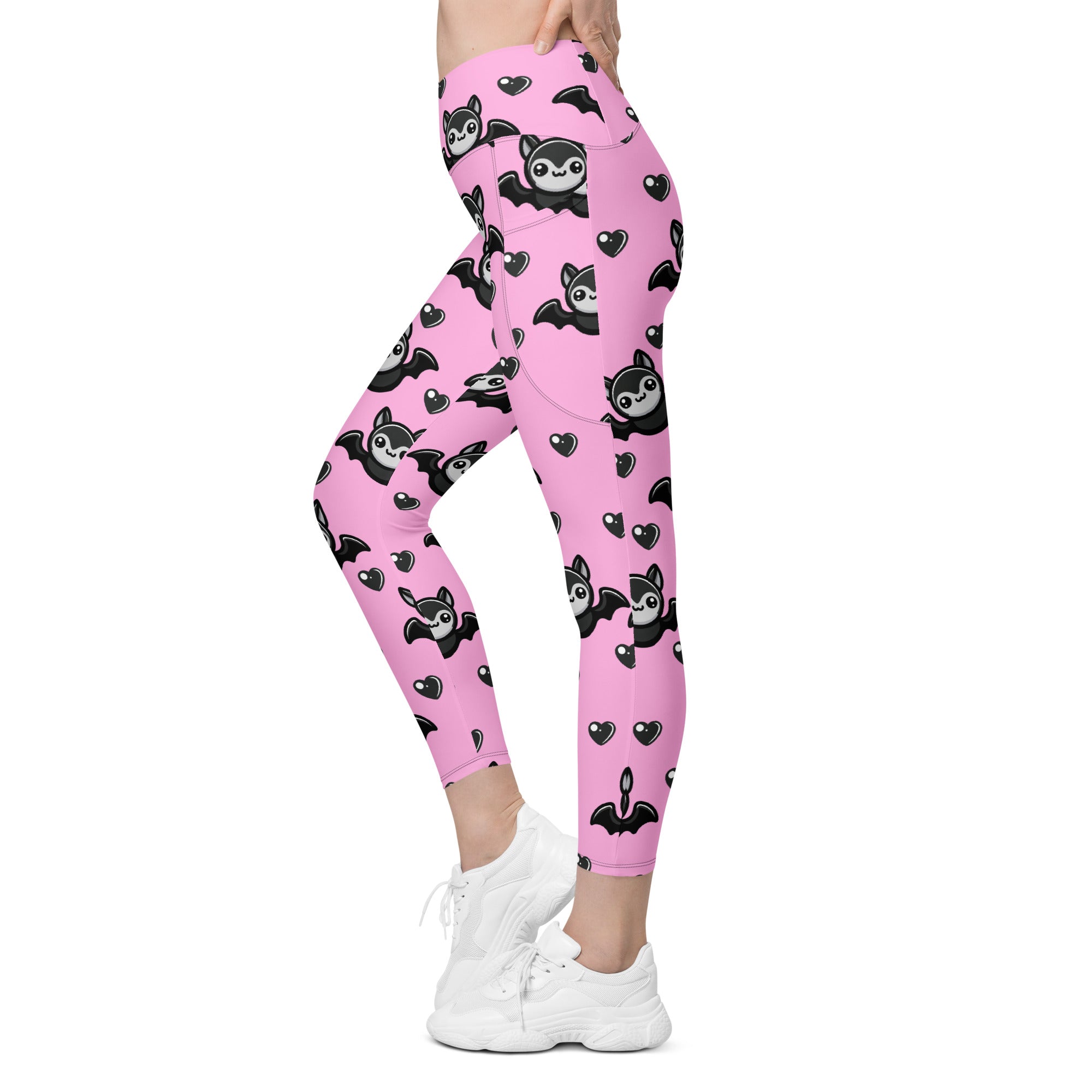 Cute Bats Crossover Leggings With Pockets