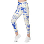 Cute Nautical Crossover Leggings With Pockets