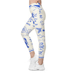 Cute Nautical Crossover Leggings With Pockets