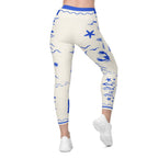 Cute Nautical Crossover Leggings With Pockets