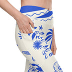 Cute Nautical Crossover Leggings With Pockets