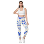 Cute Nautical Crossover Leggings With Pockets