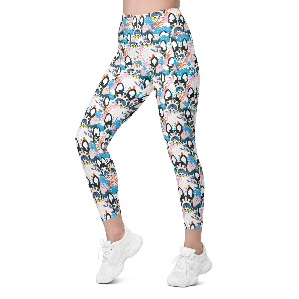 Cute Puppy Print Leggings With Pockets