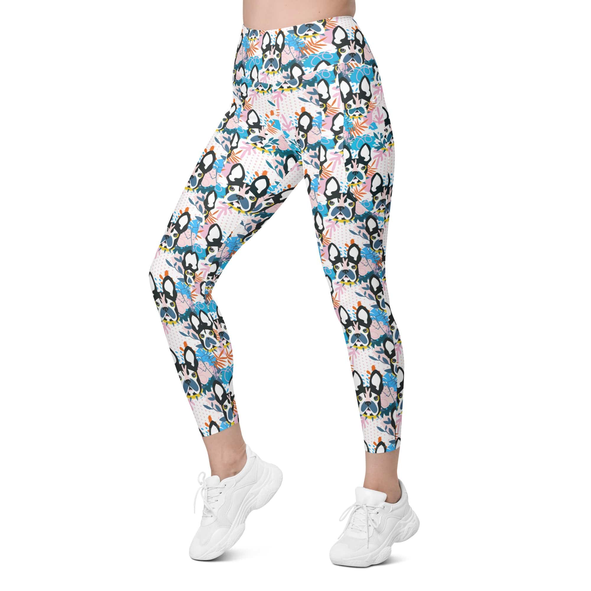 Cute Puppy Print Leggings With Pockets