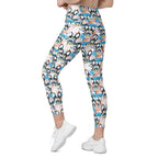 Cute Puppy Print Leggings With Pockets