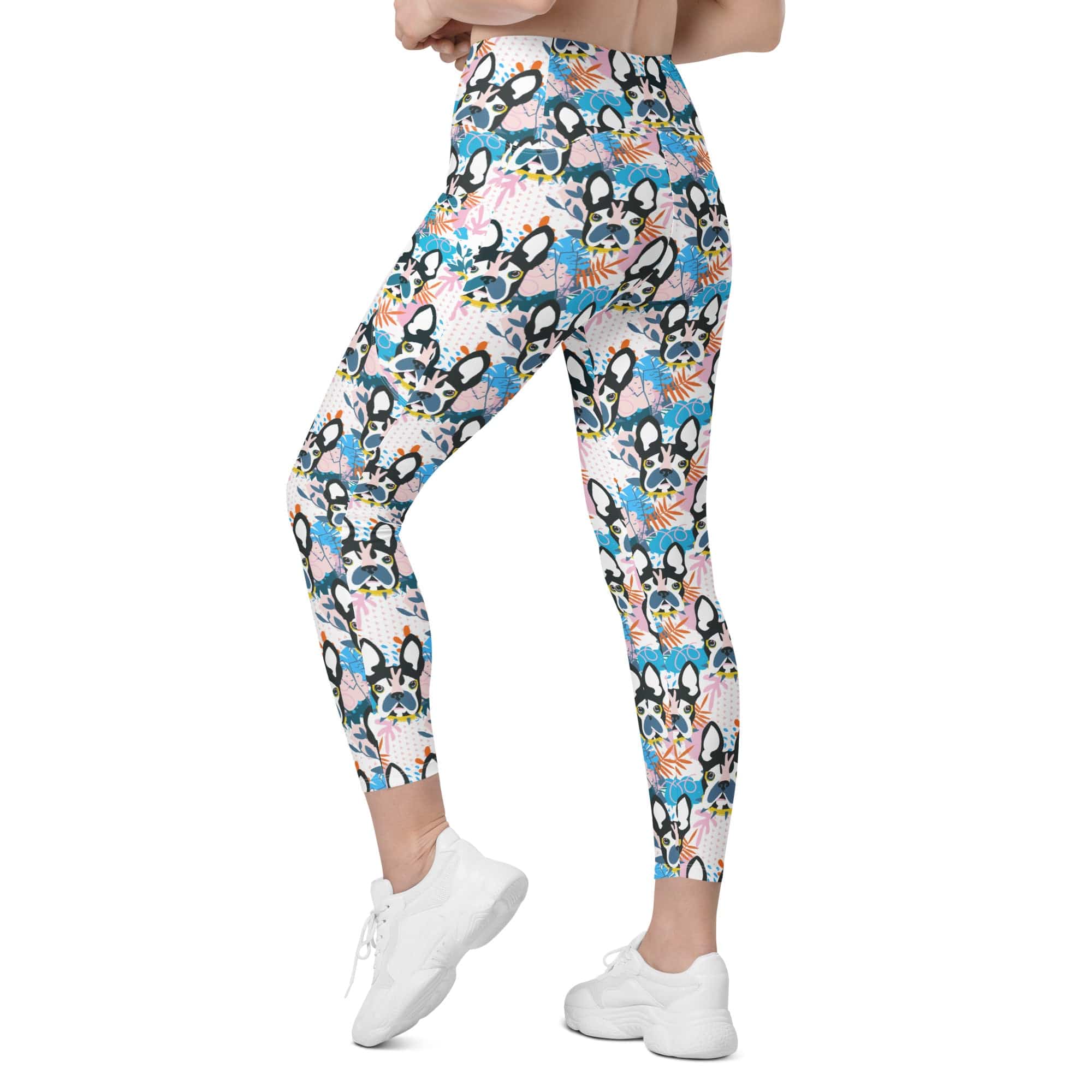 Cute Puppy Print Leggings With Pockets