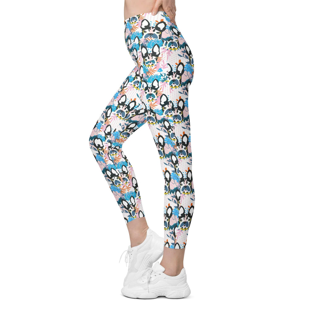 Cute Puppy Print Leggings With Pockets