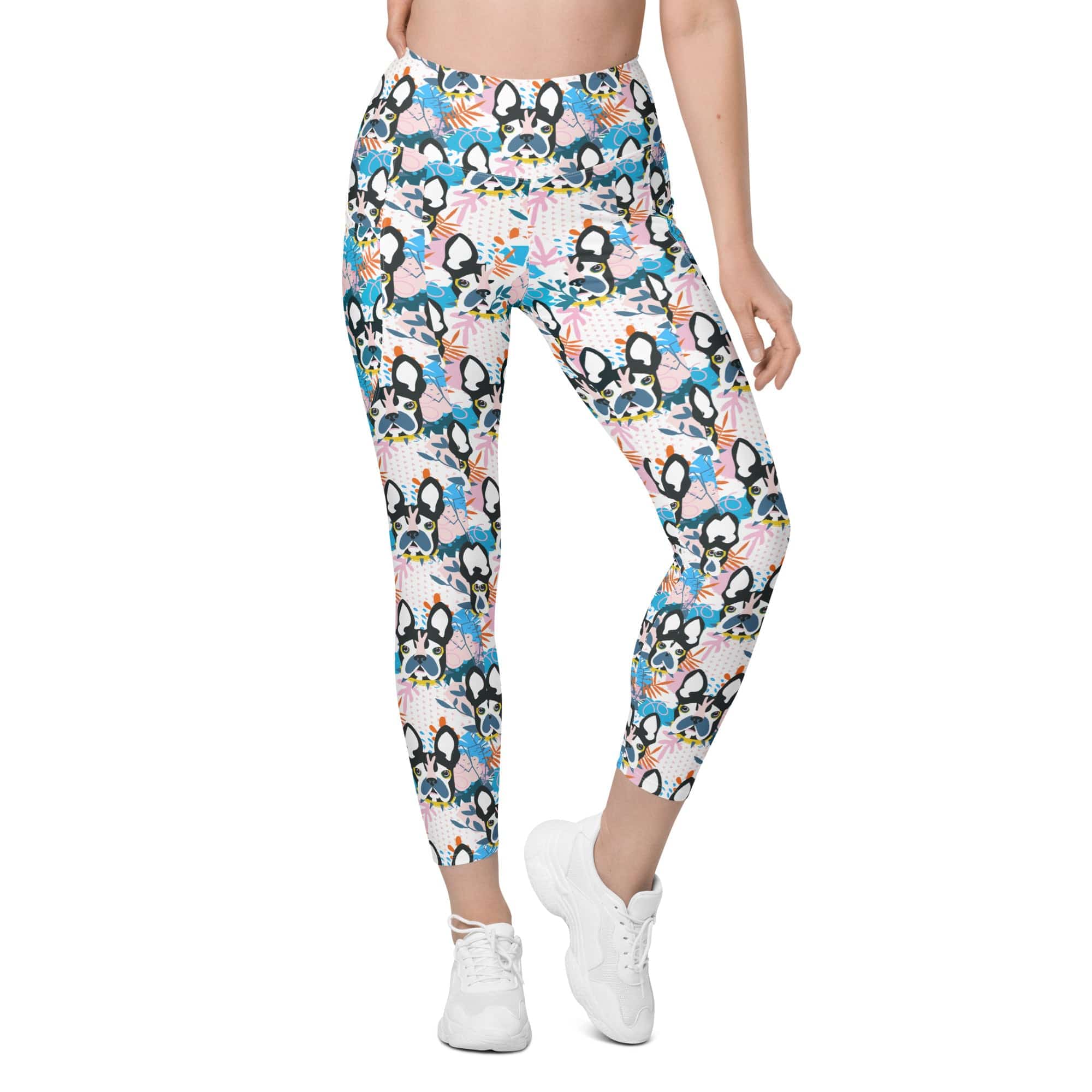 Cute Puppy Print Leggings With Pockets