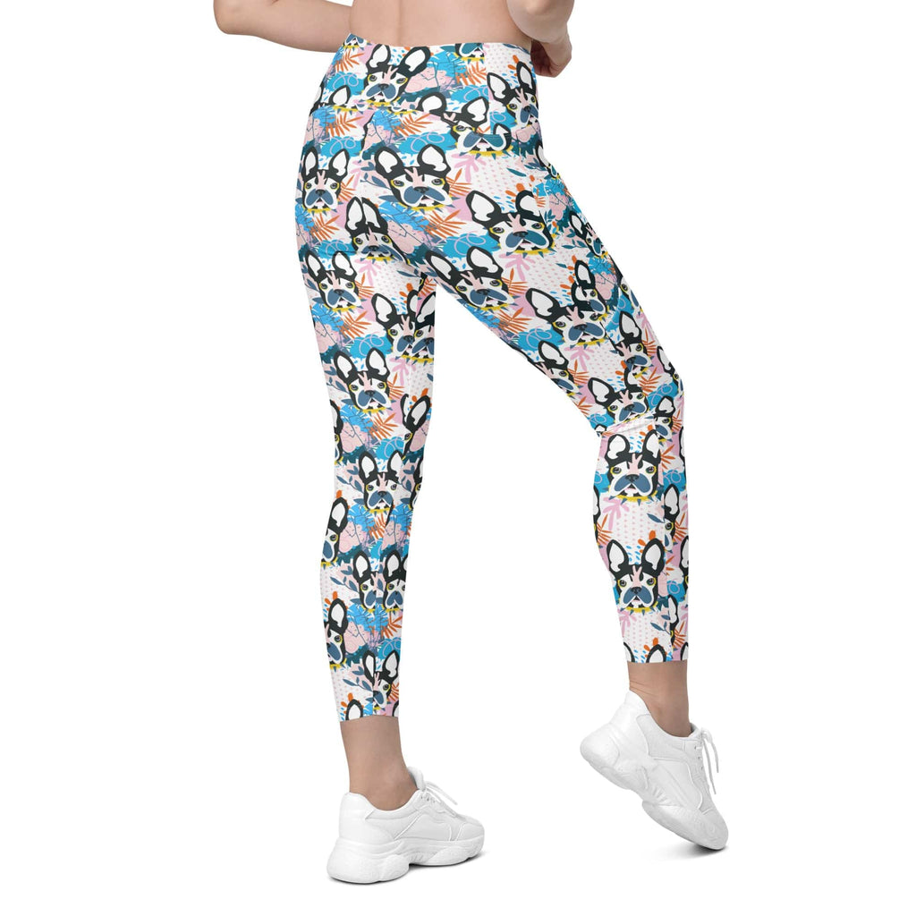Cute Puppy Print Leggings With Pockets