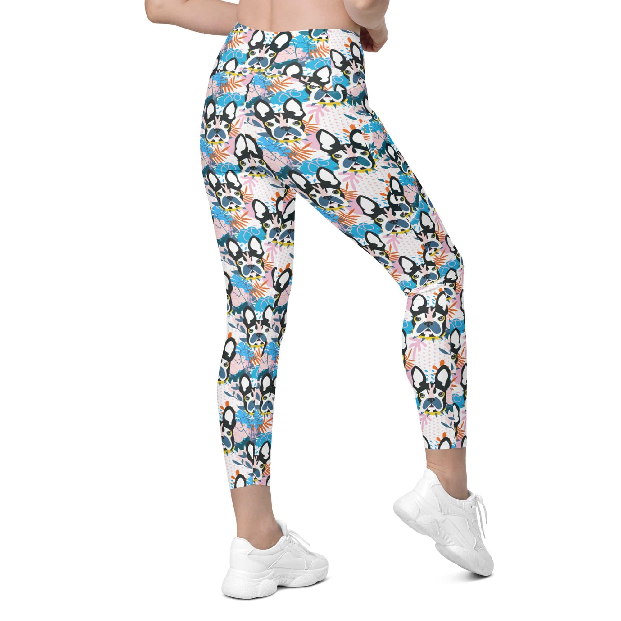 Cute Puppy Print Leggings With Pockets