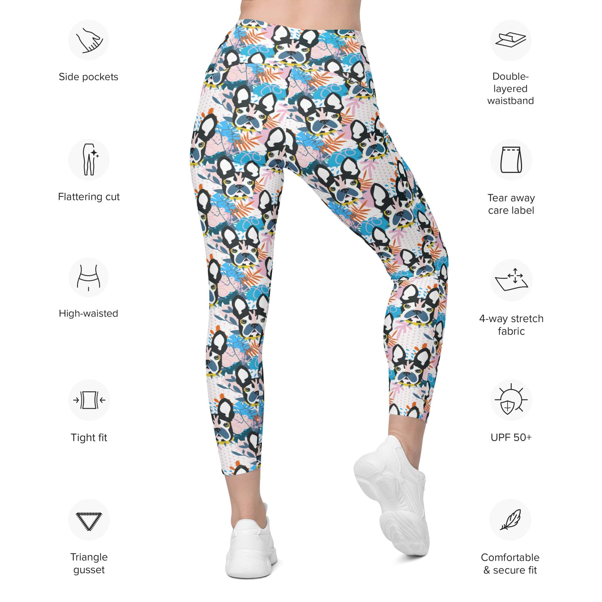 Cute Puppy Print Leggings With Pockets