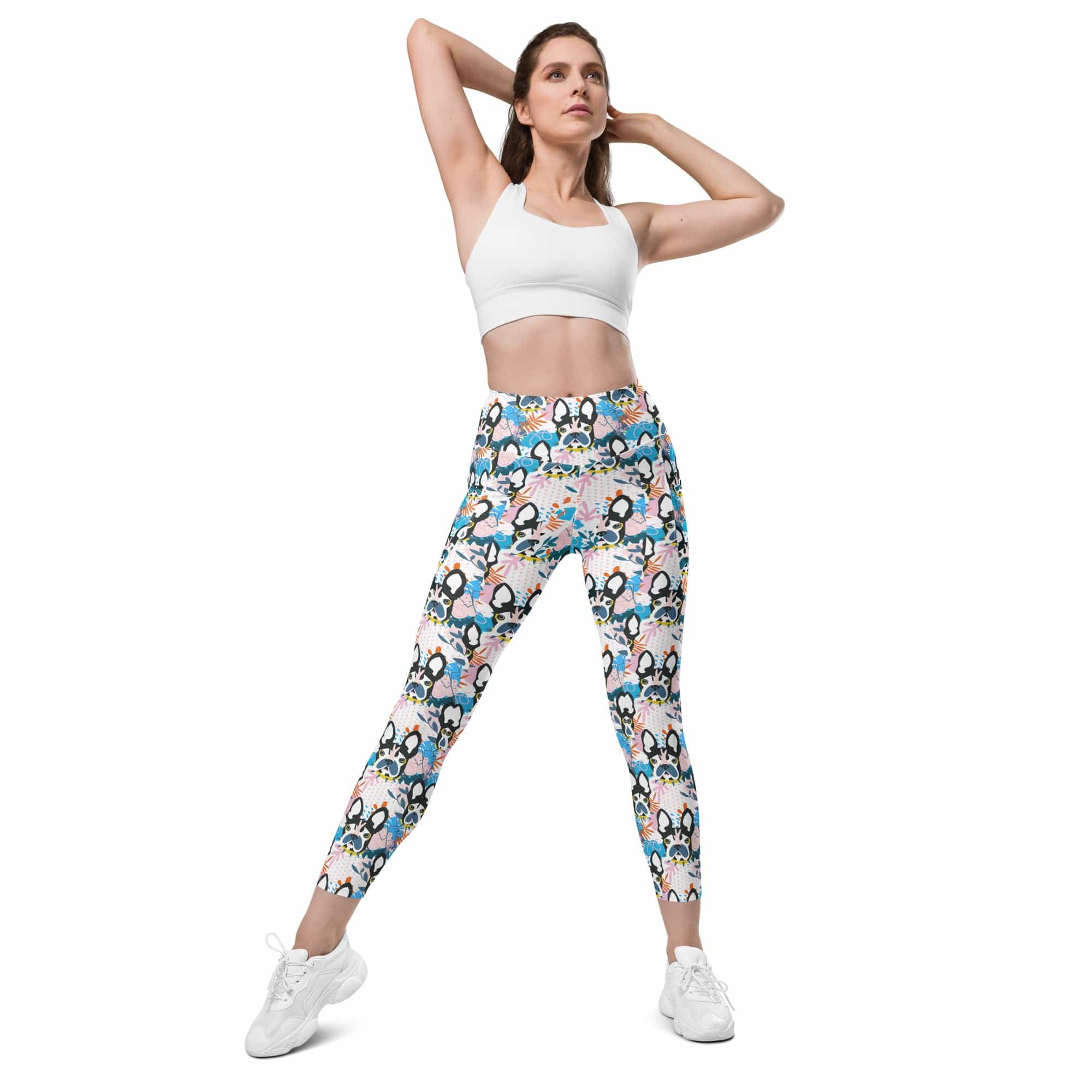 Cute Puppy Print Leggings With Pockets