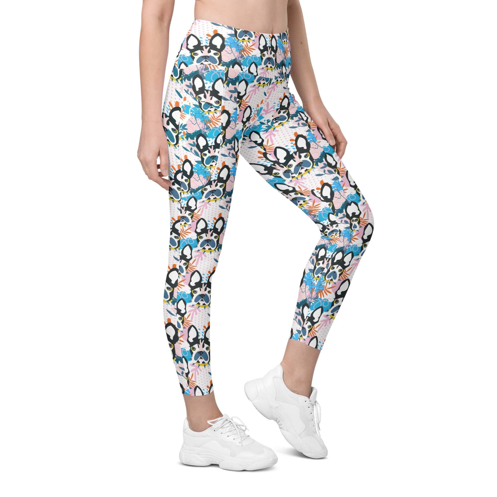 Cute Puppy Print Leggings With Pockets