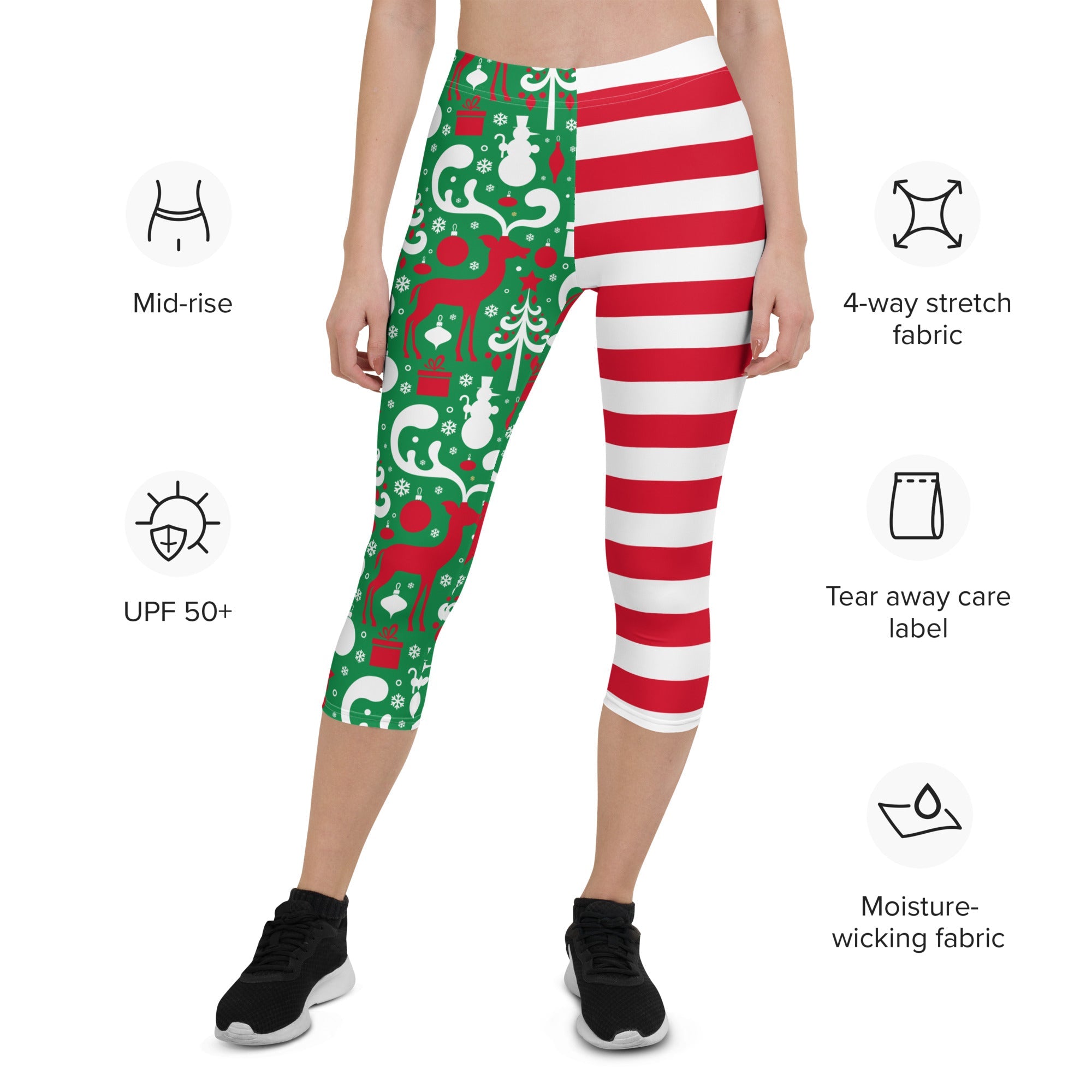 Cute Two Pattern Christmas Capris