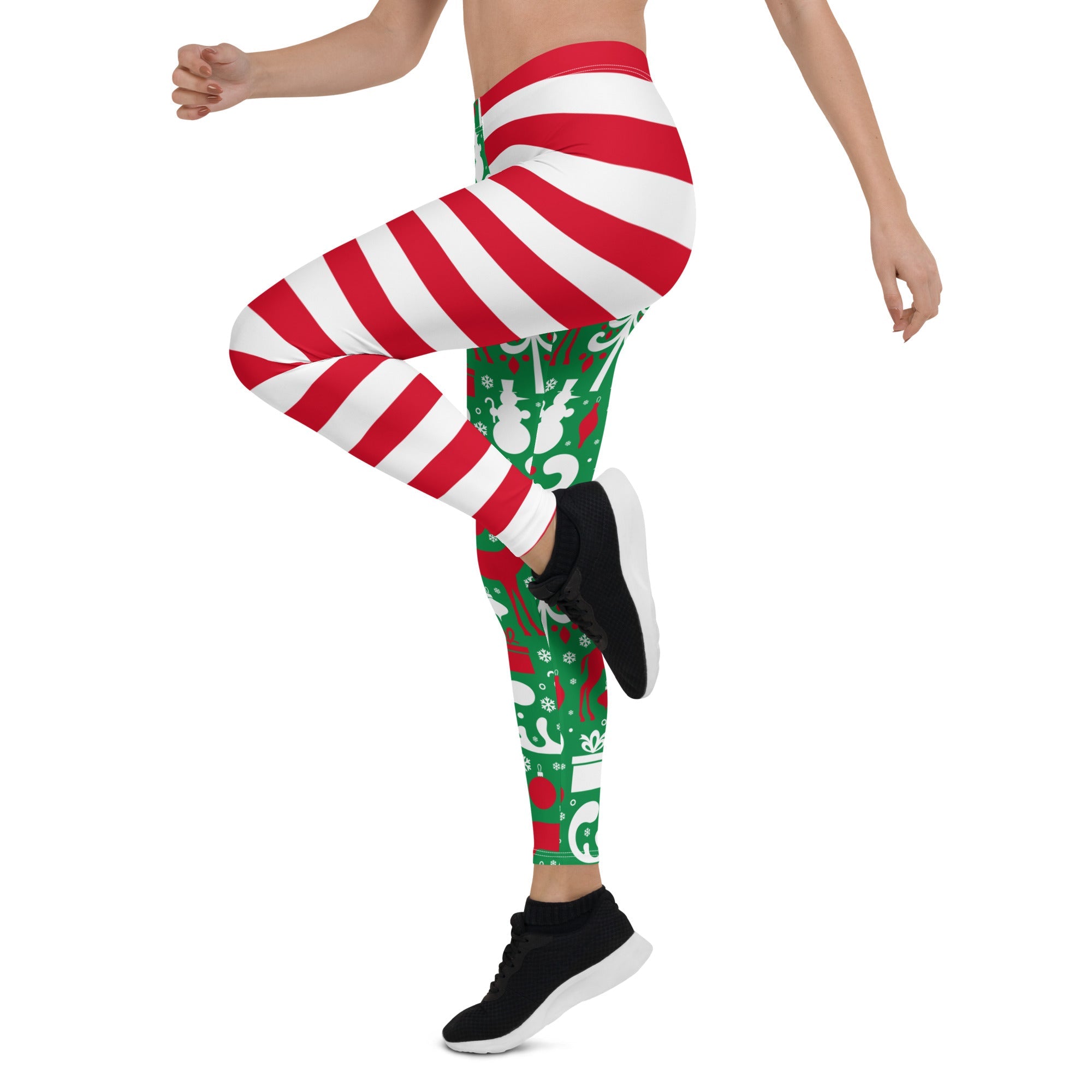 Cute Two Pattern Christmas Leggings