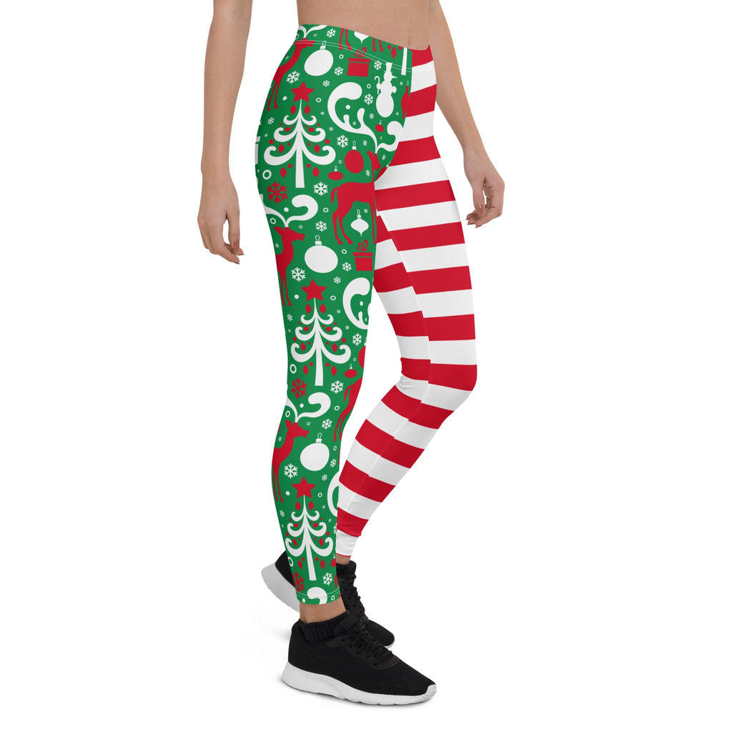 Cute Two Pattern Christmas Leggings