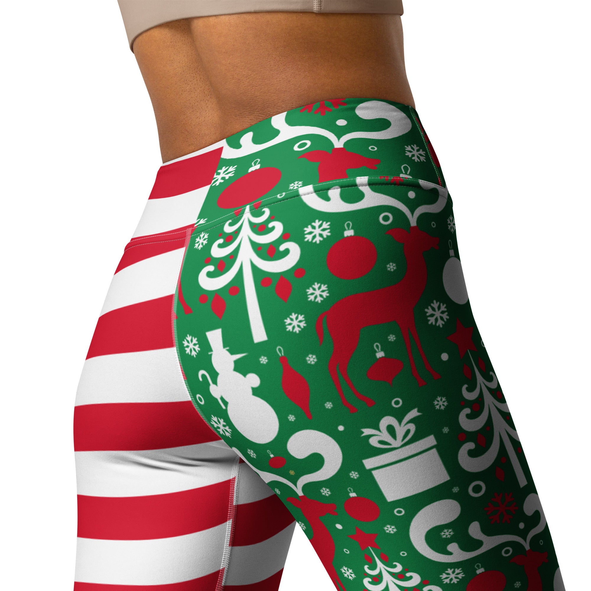 Cute Two Pattern Christmas Yoga Leggings