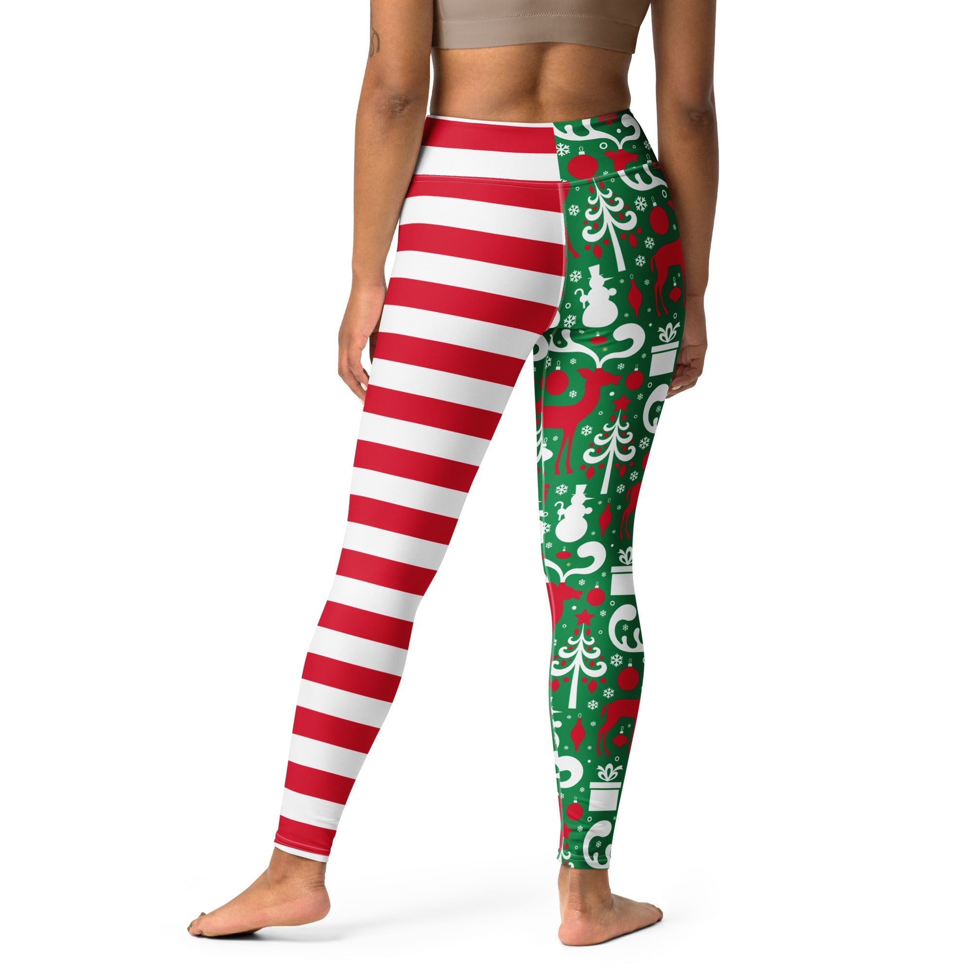 Cute Two Pattern Christmas Yoga Leggings