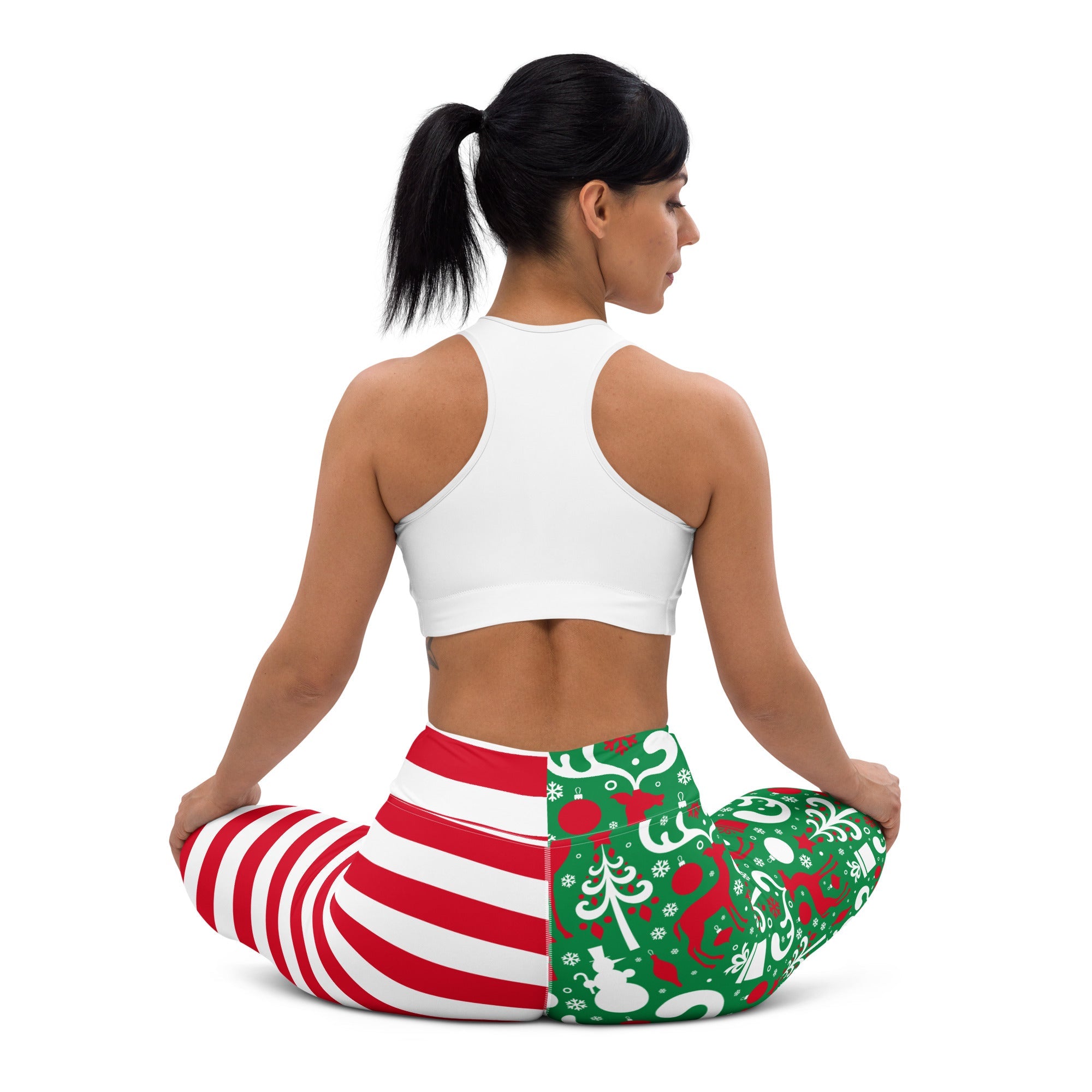 Cute Two Pattern Christmas Yoga Leggings