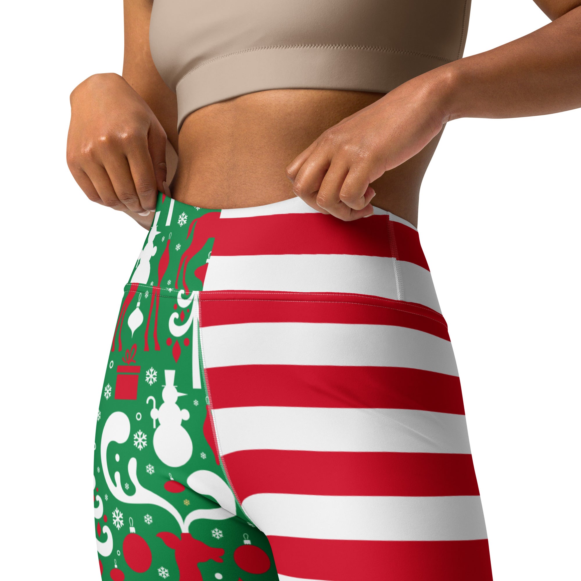 Cute Two Pattern Christmas Yoga Leggings