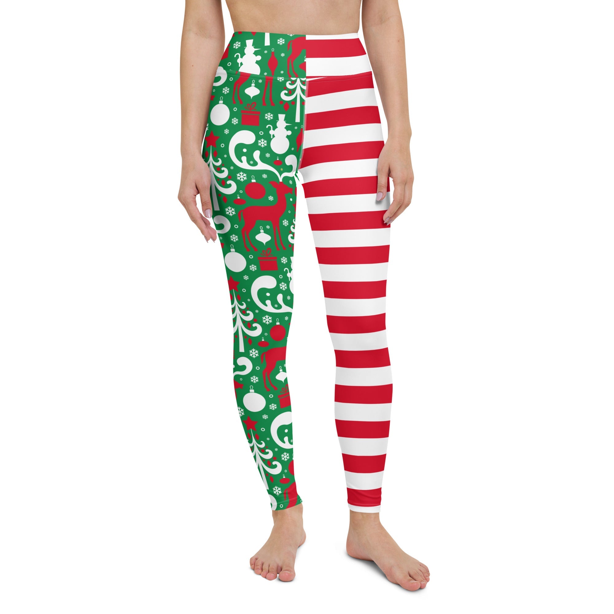 Cute Two Pattern Christmas Yoga Leggings