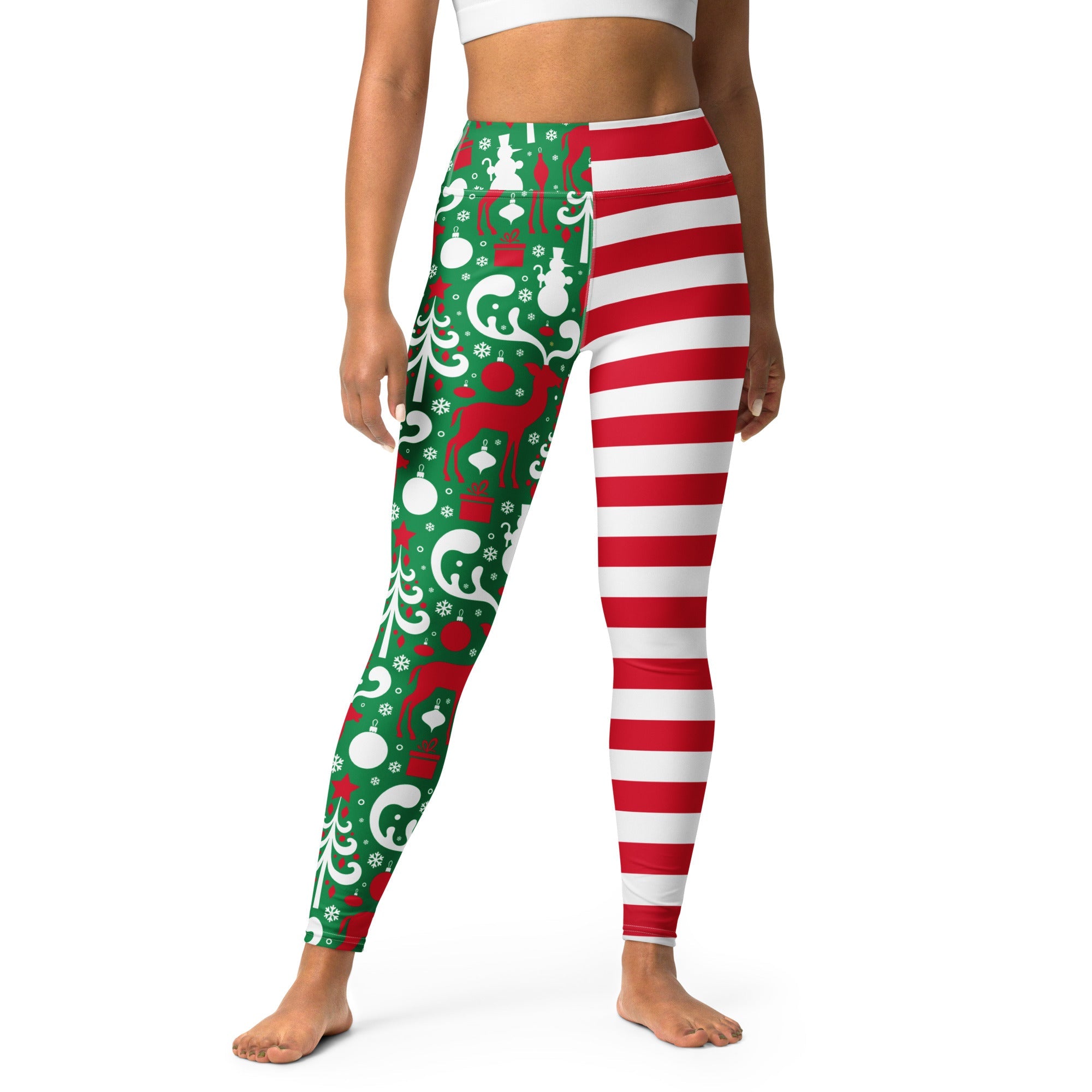 Cute Two Pattern Christmas Yoga Leggings