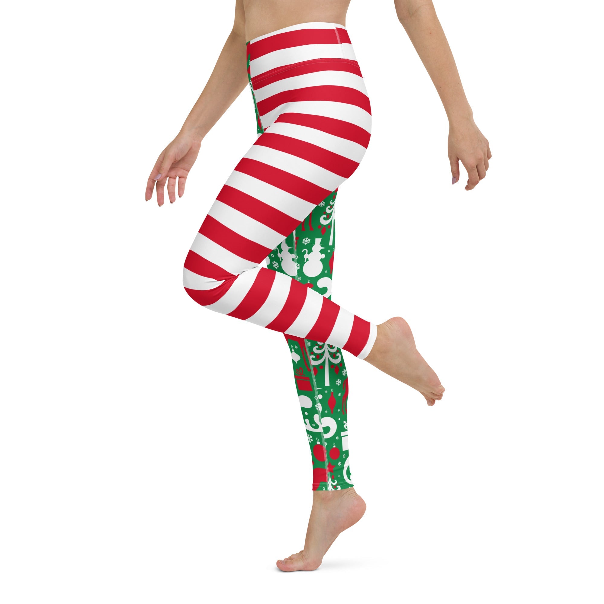 Cute Two Pattern Christmas Yoga Leggings