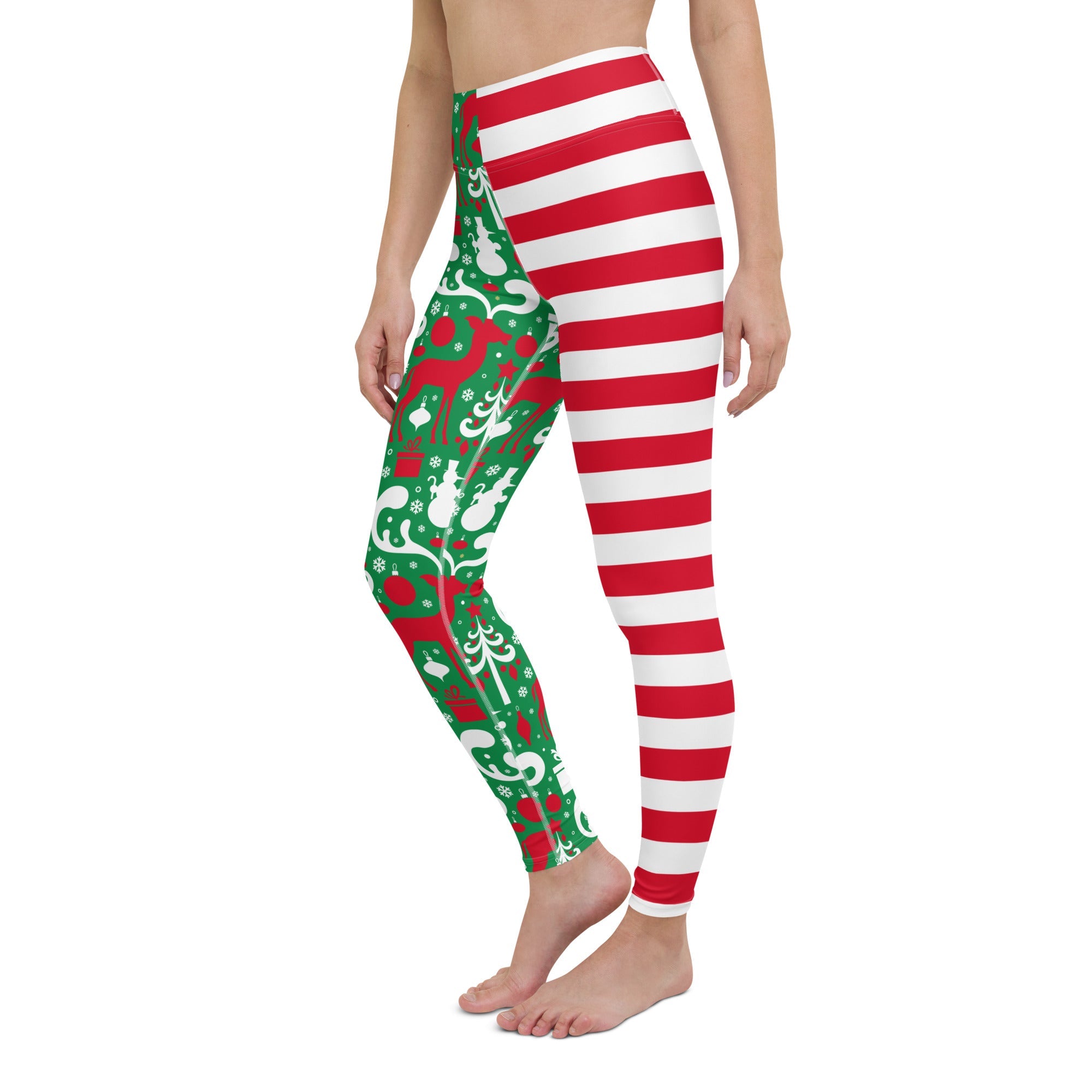 Cute Two Pattern Christmas Yoga Leggings