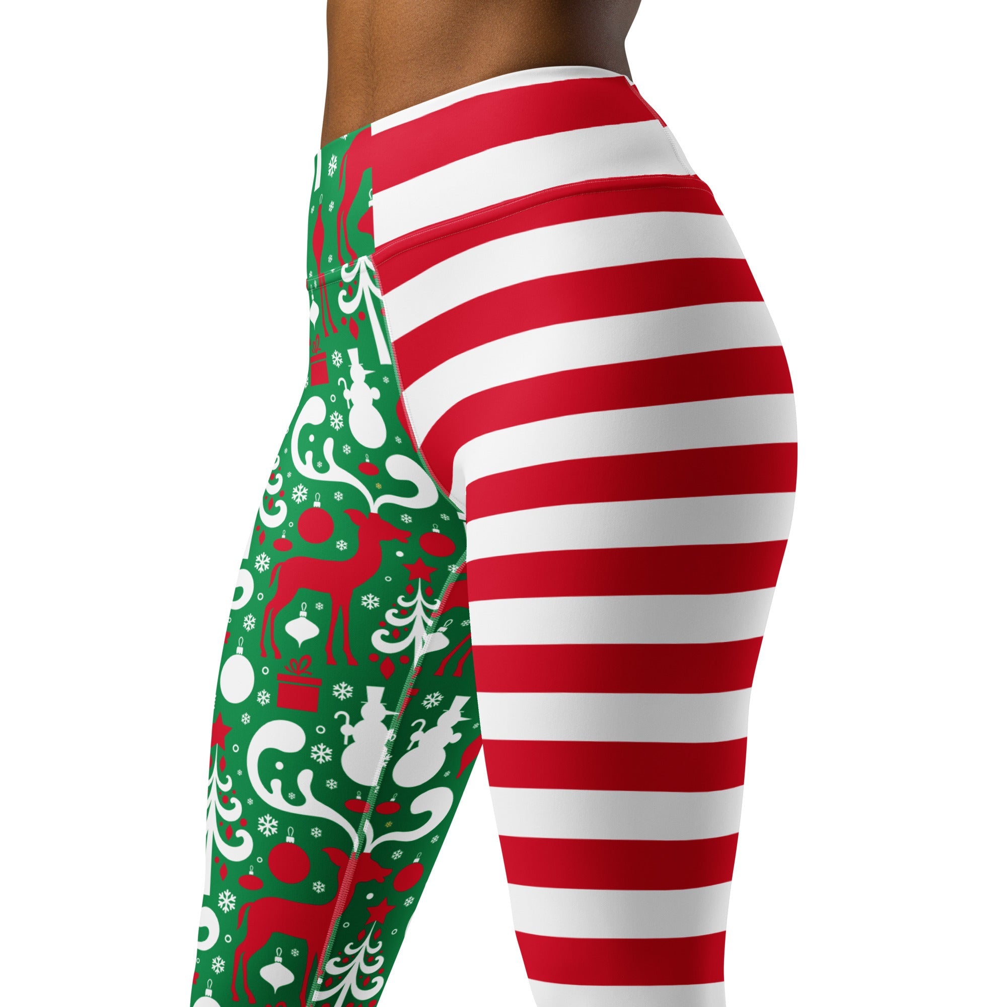 Cute Two Pattern Christmas Yoga Leggings