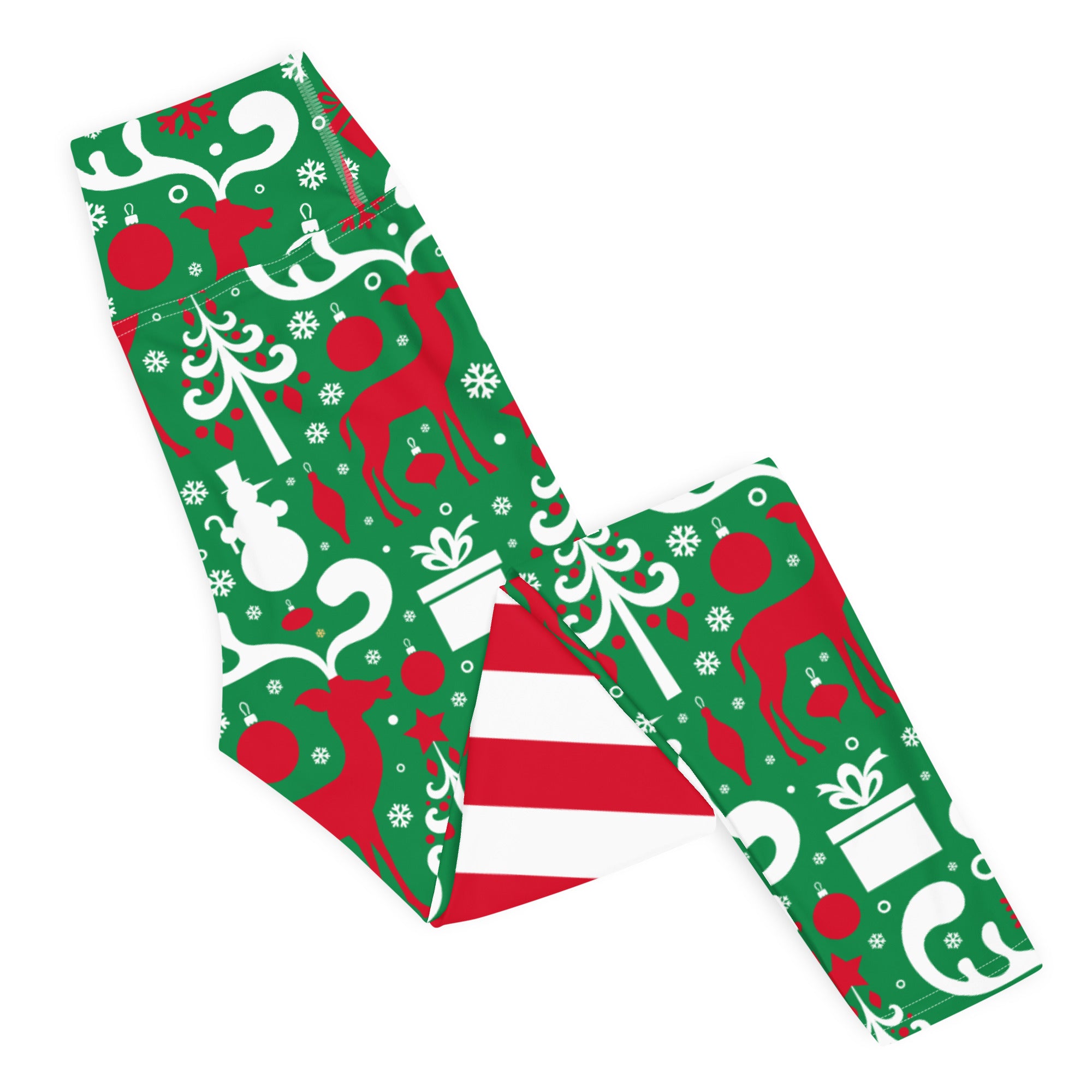 Cute Two Pattern Christmas Yoga Leggings