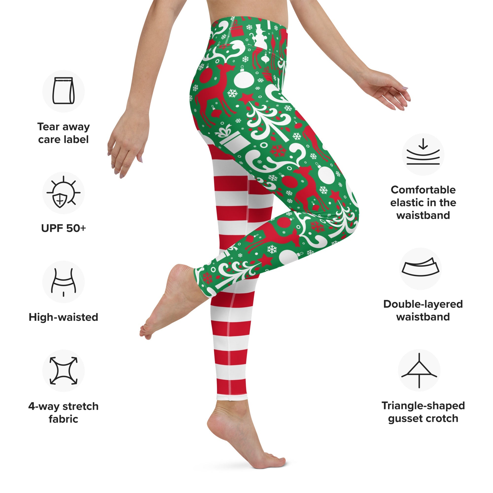 Cute Two Pattern Christmas Yoga Leggings