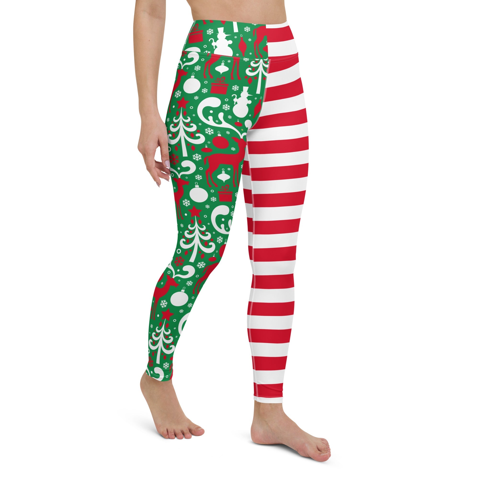 Cute Two Pattern Christmas Yoga Leggings