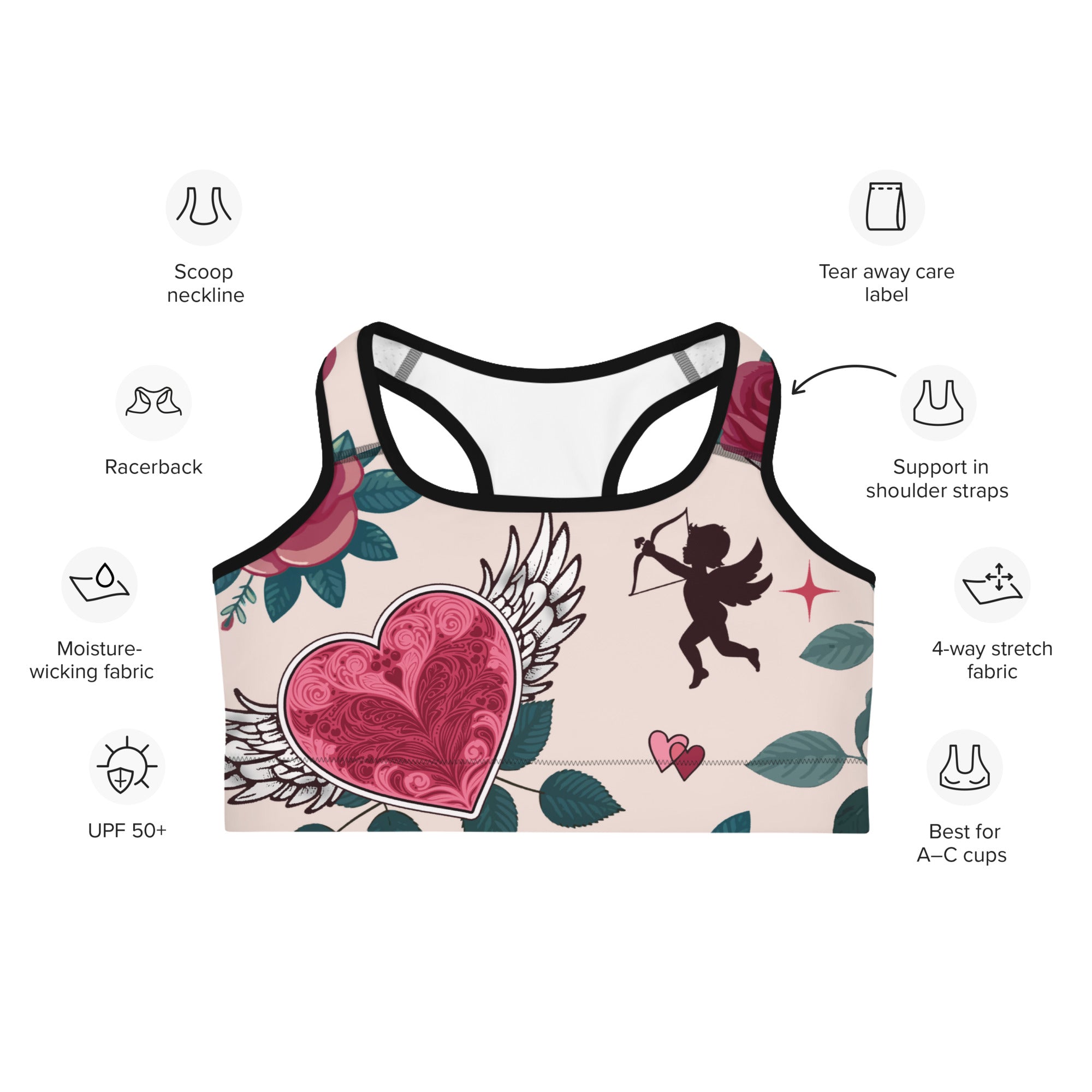 Cute Valentine Sports Bra