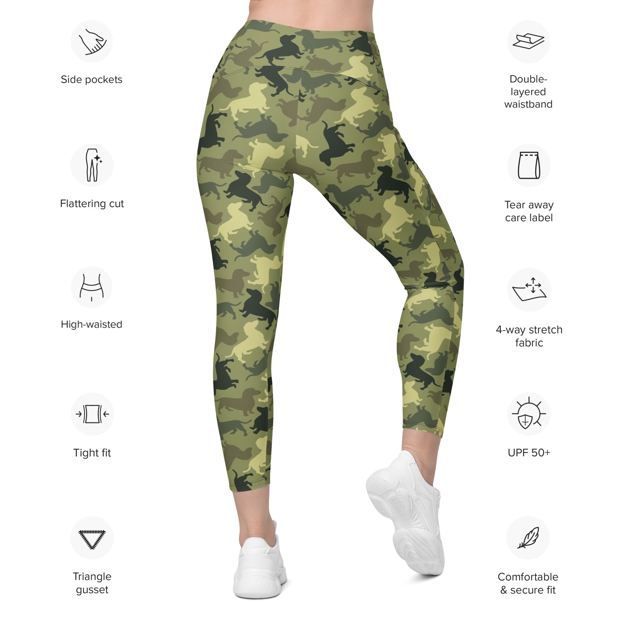 Dachshund Camo Leggings With Pockets