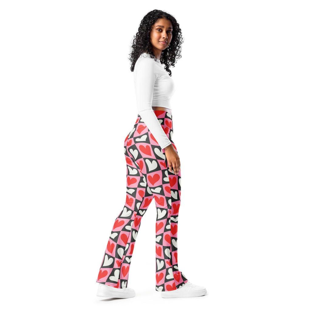Dancing Hearts Checkerboard Flare Leggings