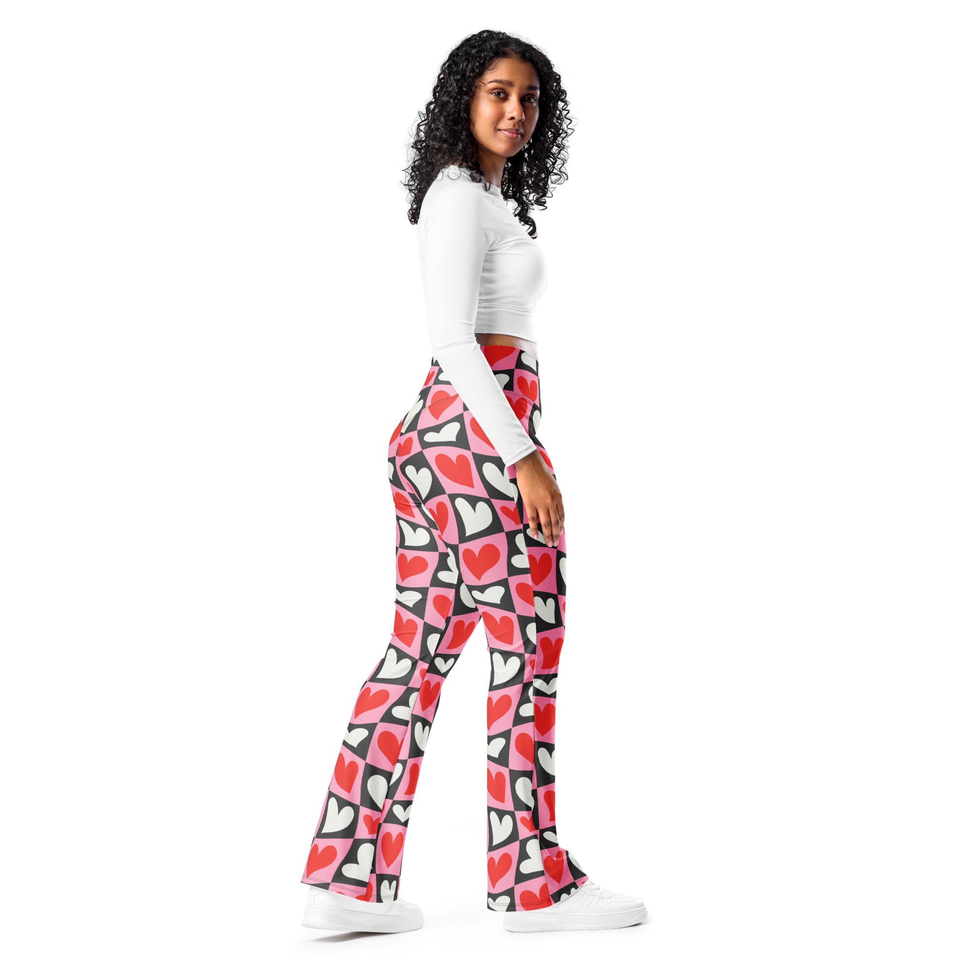Dancing Hearts Checkerboard Flare Leggings