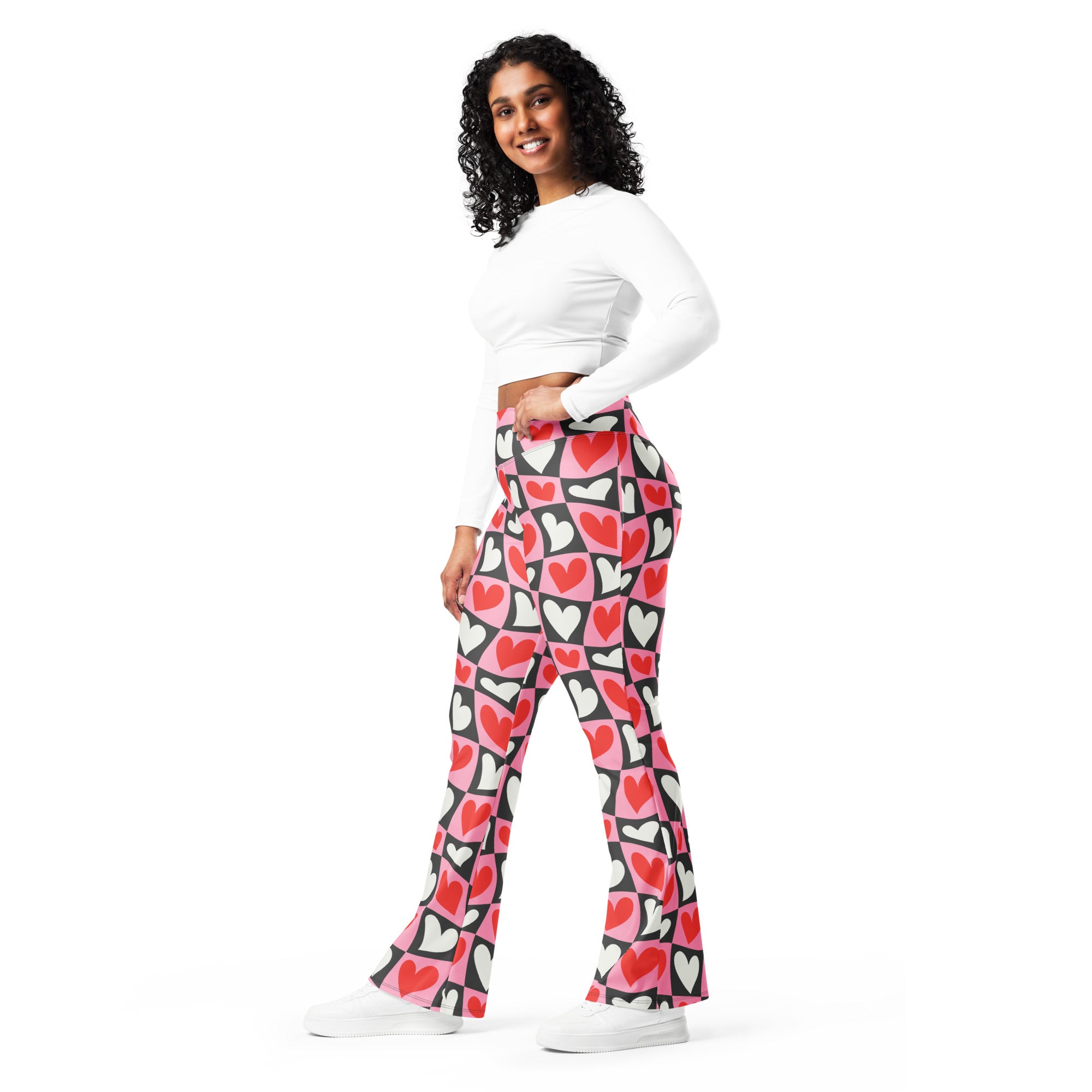 Dancing Hearts Checkerboard Flare Leggings