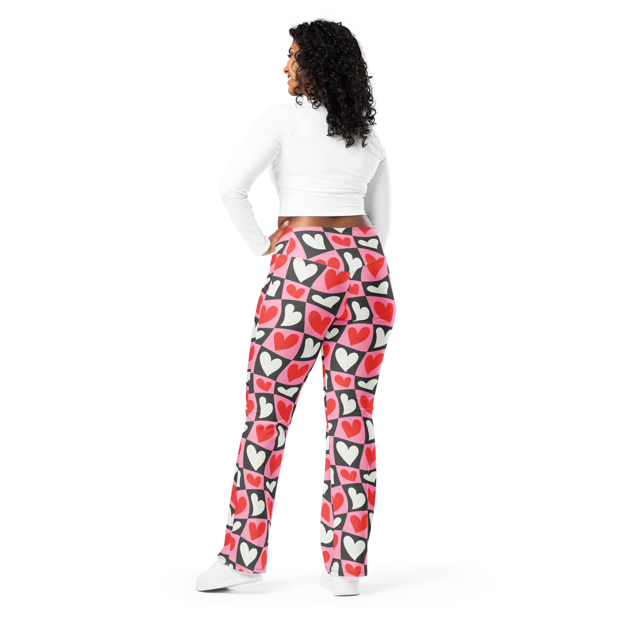Dancing Hearts Checkerboard Flare Leggings