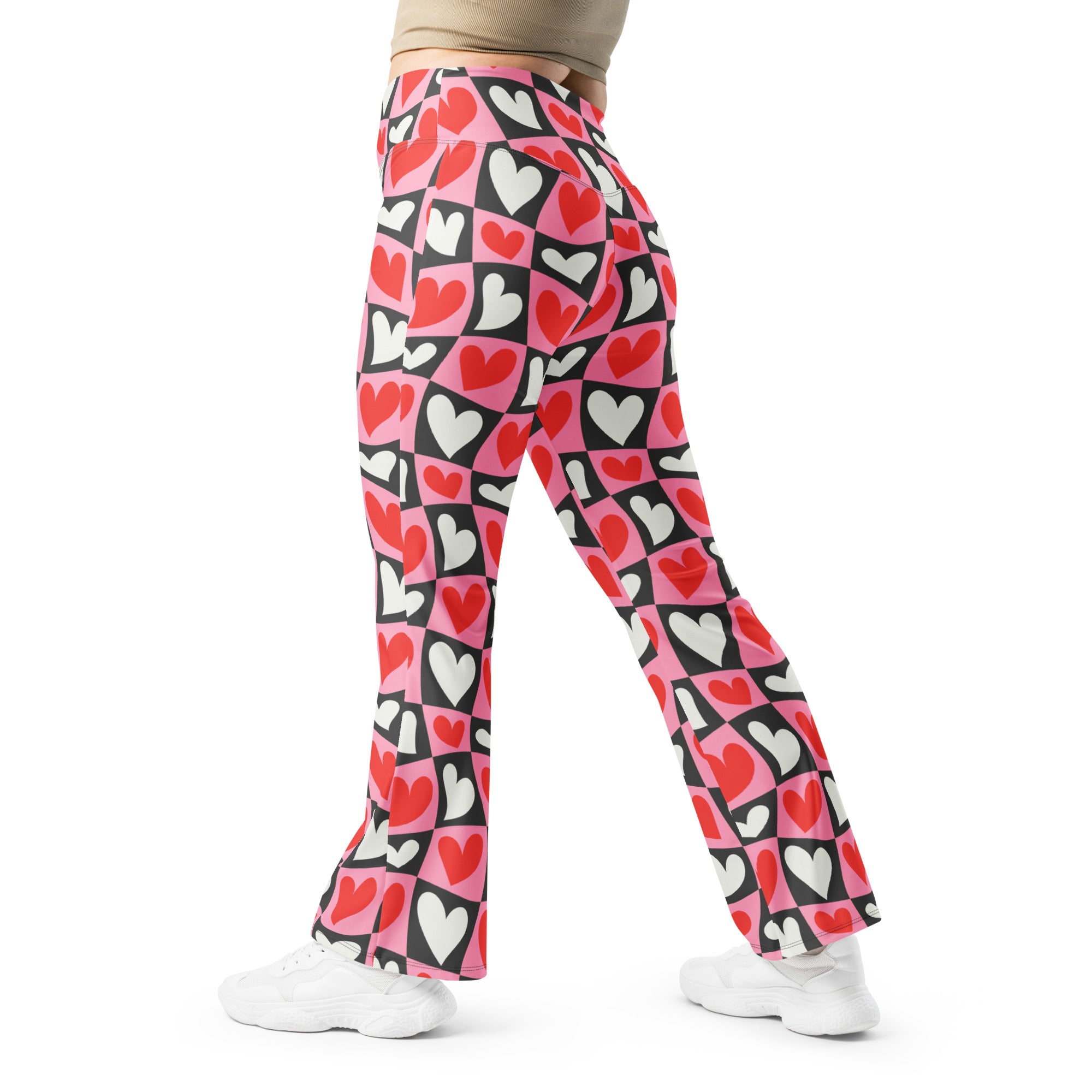 Dancing Hearts Checkerboard Flare Leggings