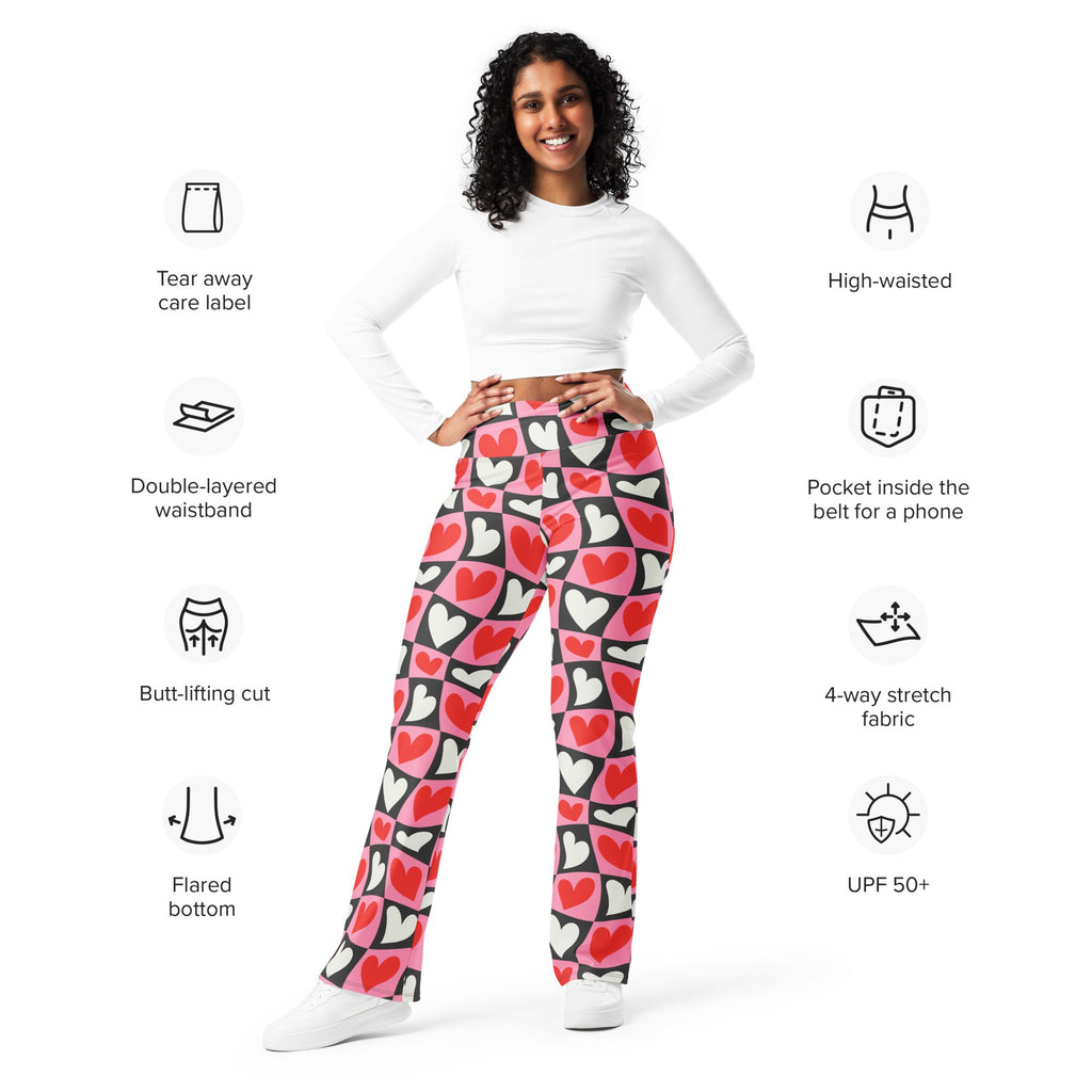 Dancing Hearts Checkerboard Flare Leggings