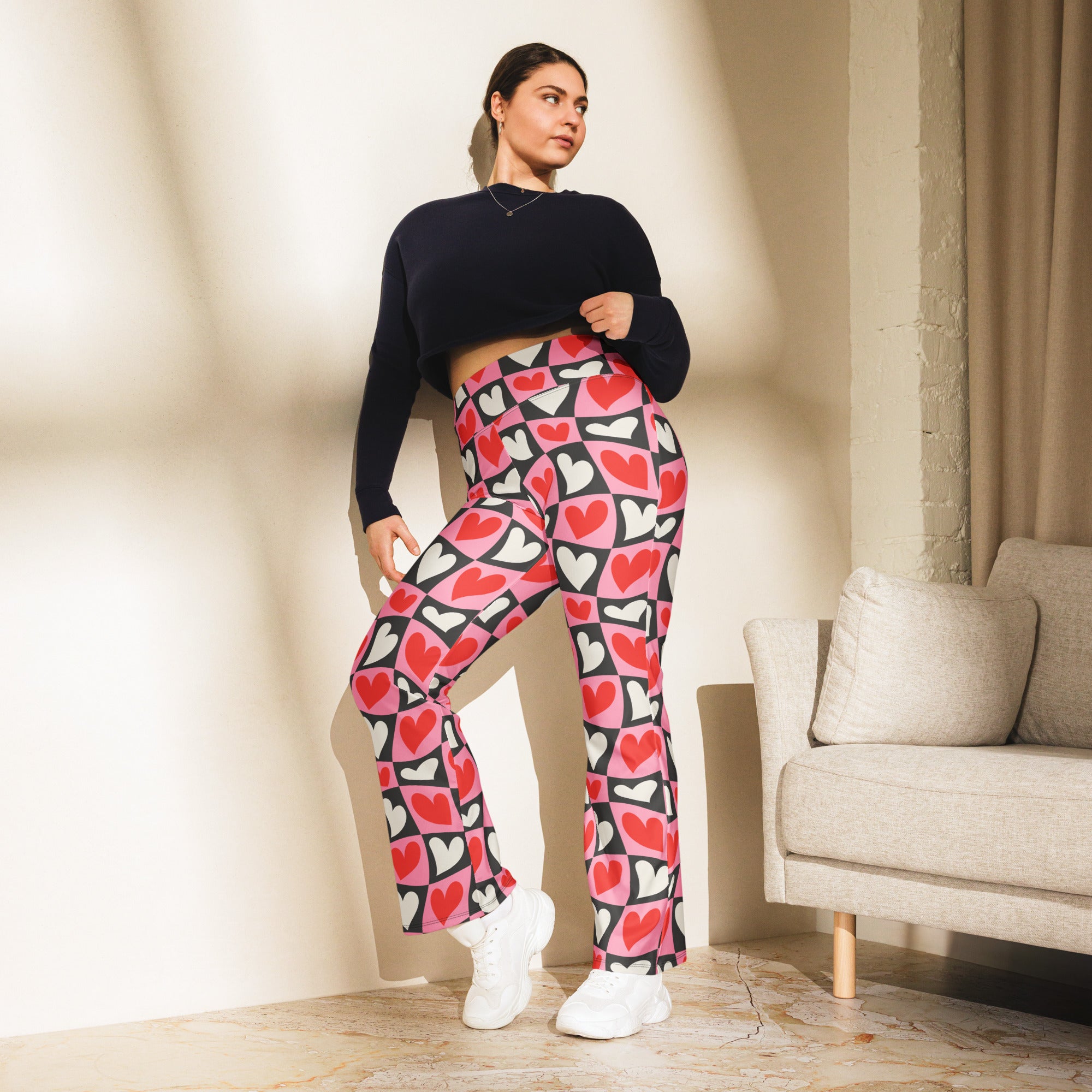 Dancing Hearts Checkerboard Flare Leggings