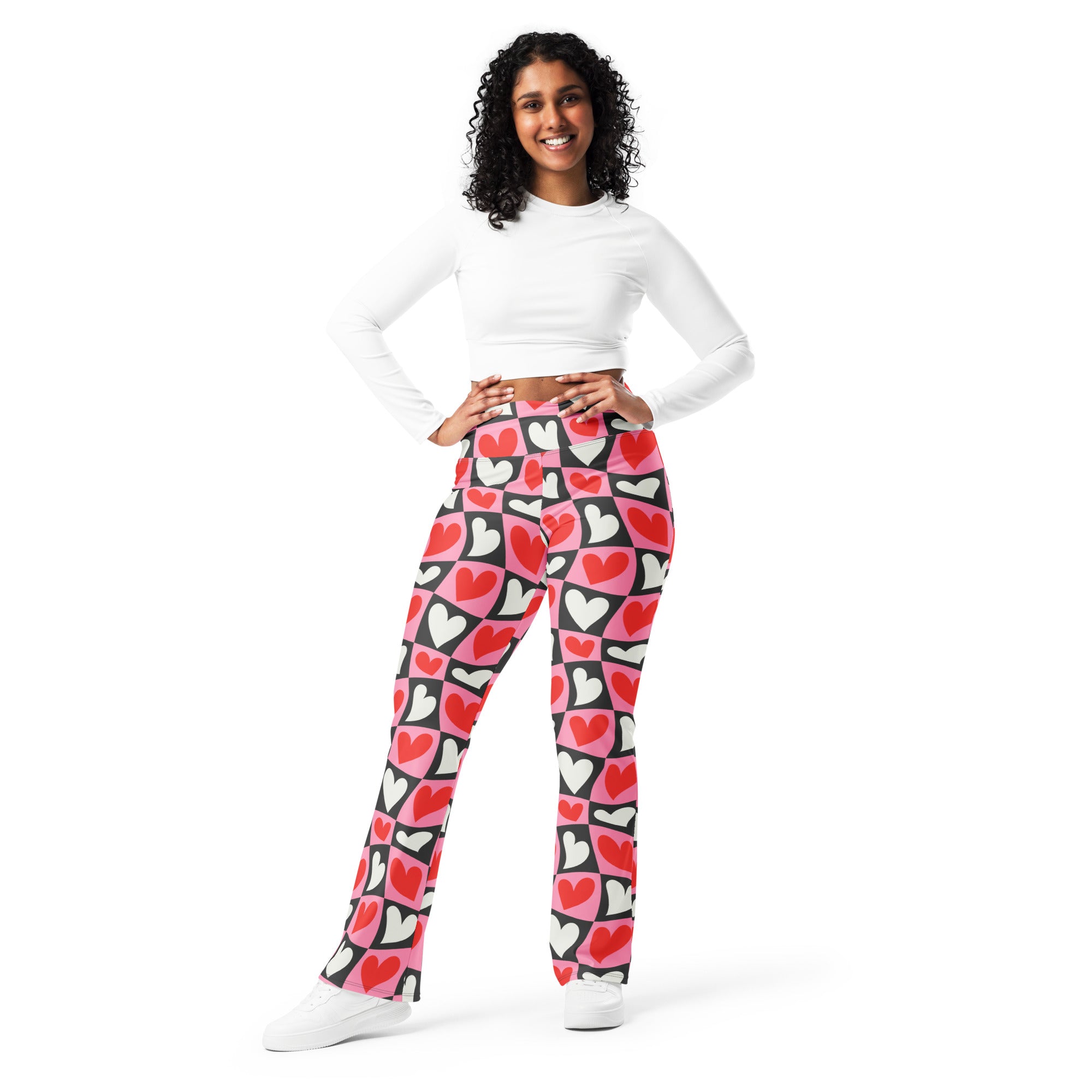 Dancing Hearts Checkerboard Flare Leggings