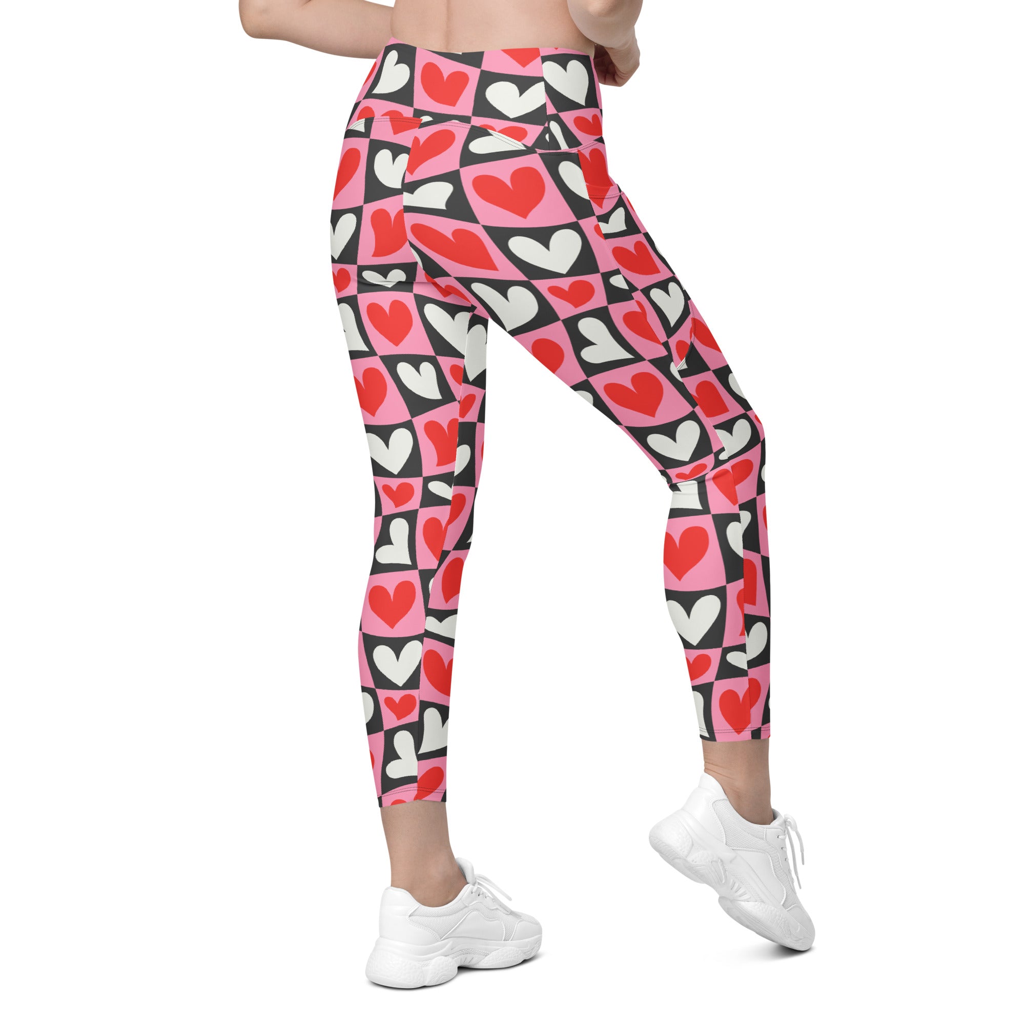 Dancing Hearts Checkerboard Leggings with pockets