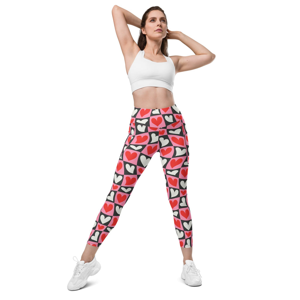 Dancing Hearts Checkerboard Leggings with pockets
