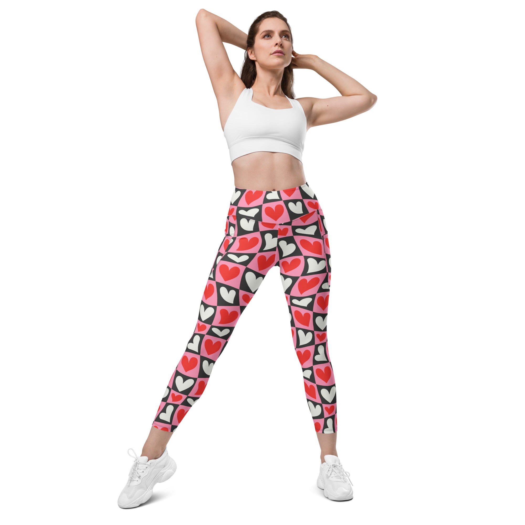 Dancing Hearts Checkerboard Leggings with pockets