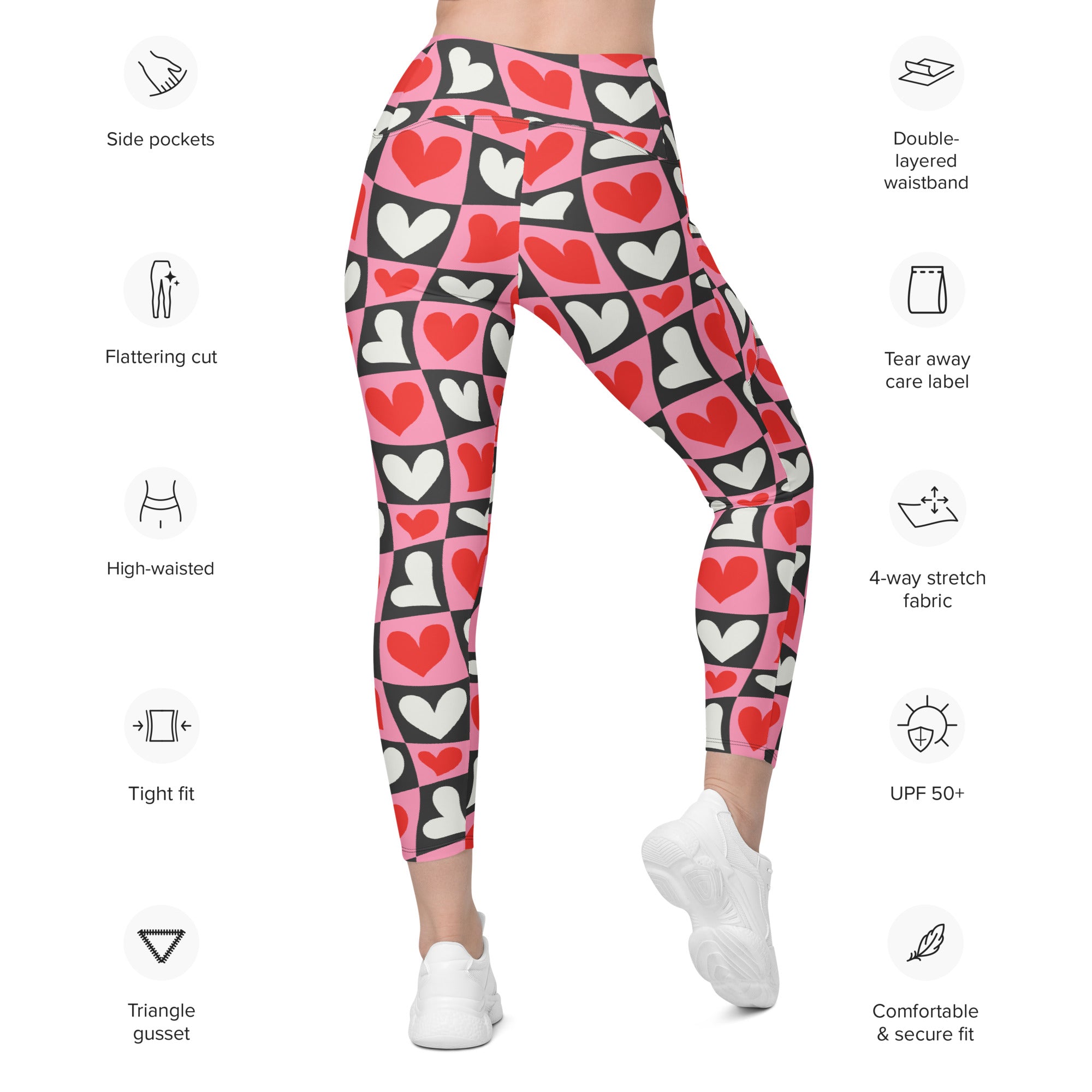 Dancing Hearts Checkerboard Leggings with pockets