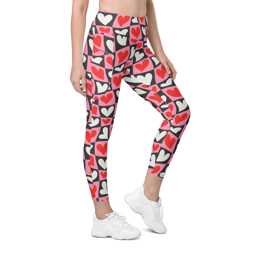 Dancing Hearts Checkerboard Leggings with pockets